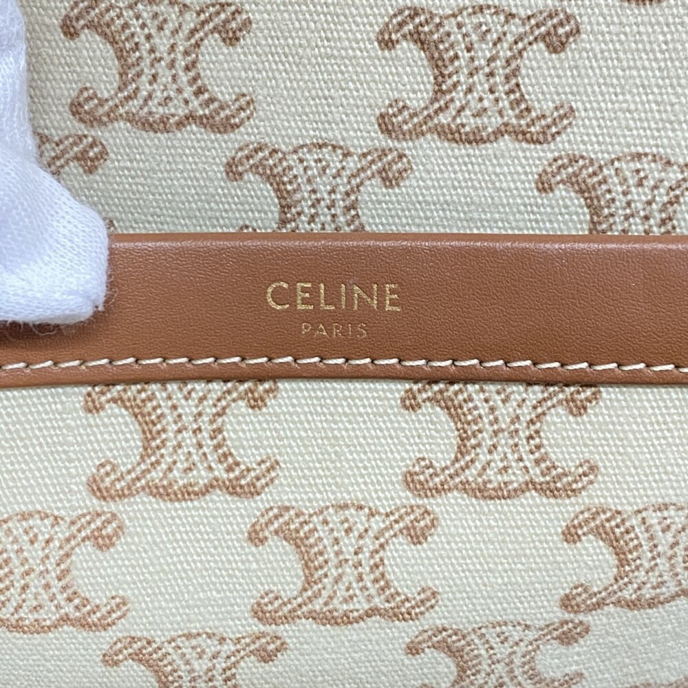 Celine Triomphe Canvas Tote Bag, Beige, Women's - Picture 5 of 12